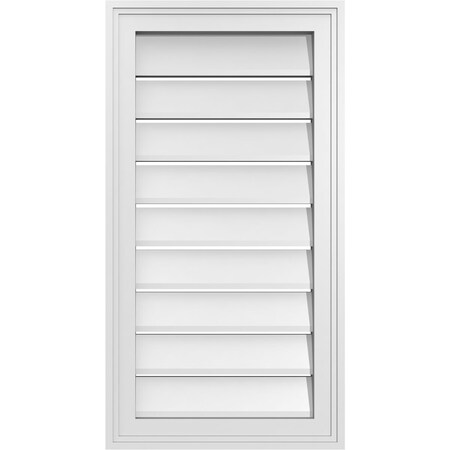 Ekena Millwork Vertical Surface Mount PVC Gable Vent: Functional, w/ 2"W x 1-1/2"P Brickmould Frame, 16"W x 30"H GVPVE16X3002SF